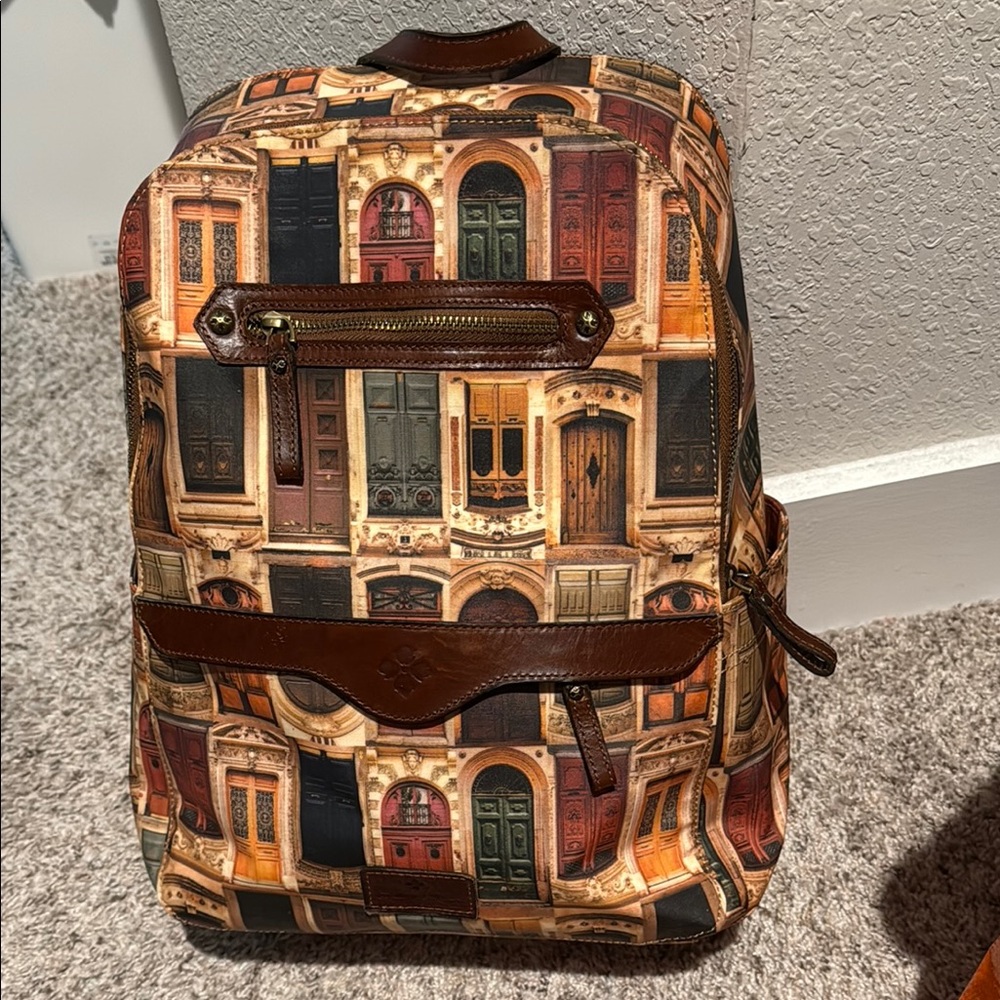 Patricia Nash Brown Architectural Print Backpack